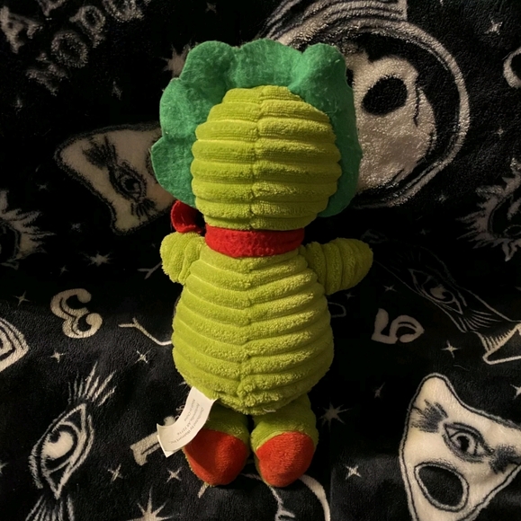 Walmart Dinosaur Triceratops Plush Green Ribbed Red Scarf 10” Stuffed Animal Toy - Picture 2 of 4